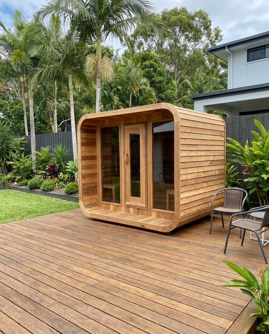 The Cube cedar sauna, four person size